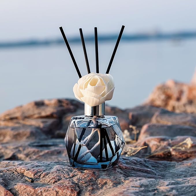 Brakula Reed Diffuser Set, 6.09 fl oz (180 ml)-Lavender Vanilla with 8 Reed Sticks, Home Fragrance Reed Diffuser for Bathroom Shelf Decor