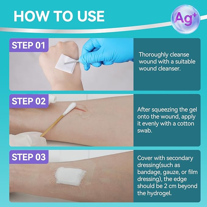 Dimora Antibacterial Gel Wound Dressing-3 Packs 3oz (28gx3), Silver Hydrogel First Aid Ointment for Soothing & Wound Healing, Antibacterial Care for Minor Abrasions, Cuts, Lacerations and Scalds.