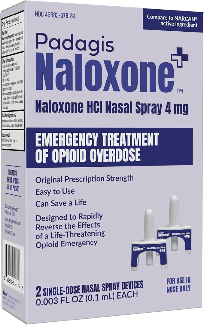 Naloxone HCI Nasal Spray, 4 mg – Emergency Treatment for Opioid Overdose - Rapid-Response Opioid Overdose Reversal, 2 Dose Single Use Nasal Spray