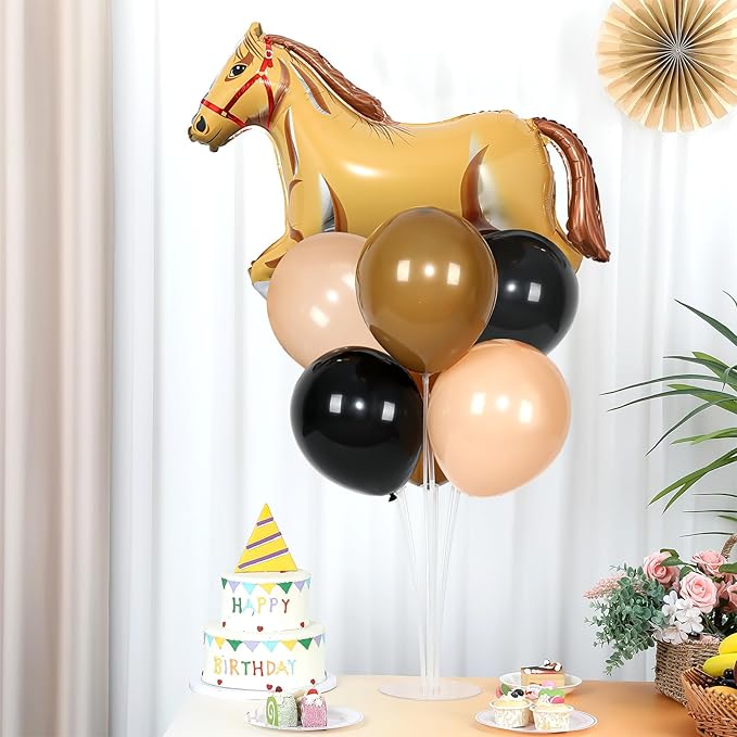 Western Horse Birthday Party Balloons Stand Kit 2 Sets With 2 Wild West Horse Foil Balloons Cowboy Party Balloon Centerpiece for Tables for Boy First Rodeo Birthday Farm Fiest Baby Shower Decorations