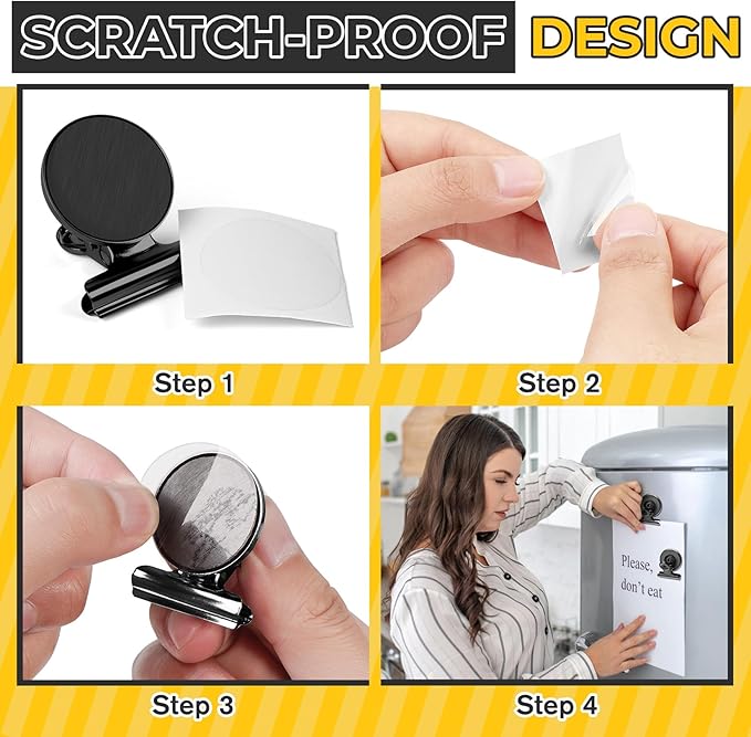 60 Pack Magnetic Clips Heavy Duty, Black Magnet Clips for Fridge, Refrigerator Magnets, Strong Magnetic Clip, Scratch Free Magnets with Clip for Whiteboard, Refrigerator, Locker