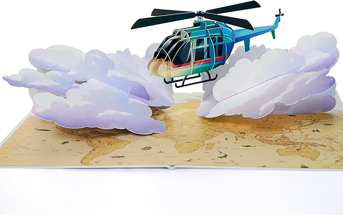 CUTPOPUP Helicopter, Fathers Day Card Pop Up, 3D Birthday Greeting, Father's Day Card for Grandpa, Dad, Godfather, Husband, Son (Helicopter) SD242US1520