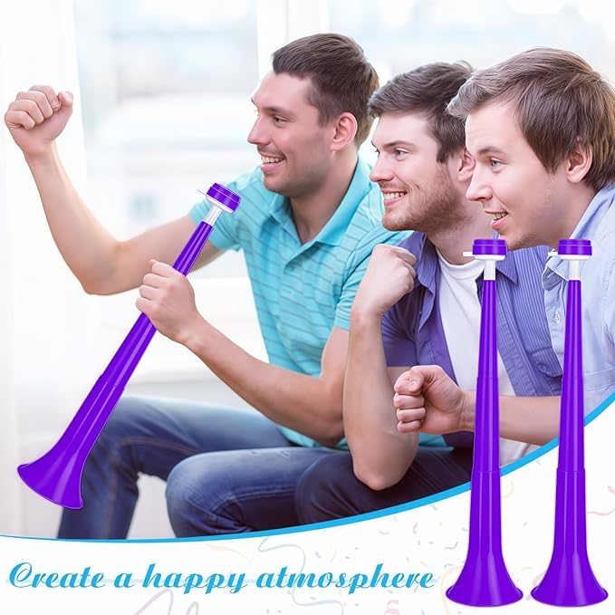 6 Pieces Stadium Horn, 21 Inch Collapsible Vuvuzela Trumpet for Sporting Events Football Carnival Party Supplies, Purple