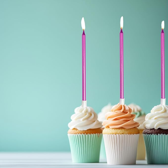 24 Count Pink Metallic Birthday Candles, Cake Candles, Birthday Parties, Wedding Decorations, Party, Candles for Cake, Cake Decorations, Pink Birthday Candles