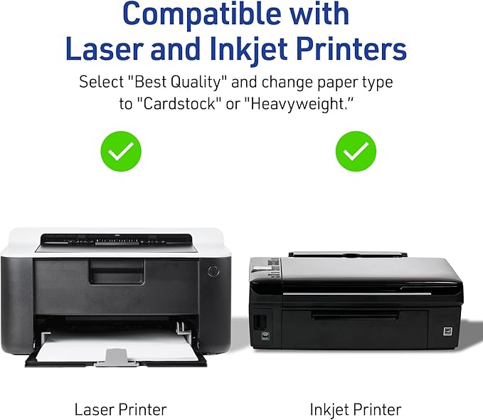 Avery Printable Tent Cards with Sure Feed Technology, 2" x 3.5", Matte White, 2-Pack, Total of 320 Blank Place Cards for Laser or Inkjet Printers (5812)