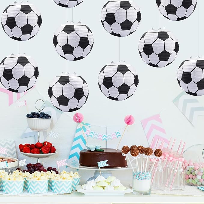 20 Pack 8 Inch Soccer Ball Paper Lantern Party Favors Indoor Soccer Ball Paper Lantern Hanging Table Centerpiece for Copa America 2026 World Cup Birthday Sport MLS Theme Concacaf Party Decorations