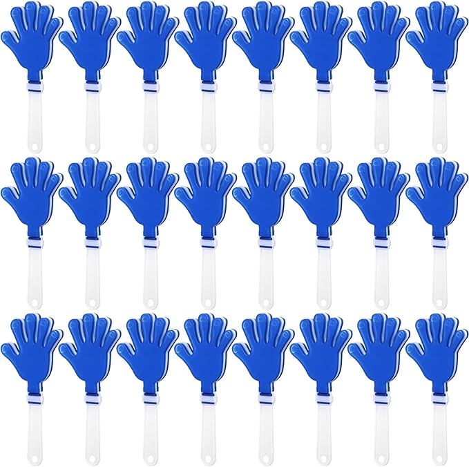 24 Pcs Hand Clappers 7.5 Inch Plastic Clappers Noisemakers Party Favors Clapping Noise Maker Birthdays Game Prizes Classroom Rewards Football Sporting Events Cheers Supplies (Blue,White)