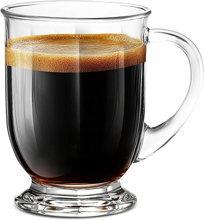 LUXU 24 OZ Glass Coffee Mugs(1 PACK),Large Clear Coffee Mug,Glass Mugs With Handles for Hot and Cold Beverages, Cappuccino, Latte,Juice,Milk,Hot Chocolate,Beer Mug