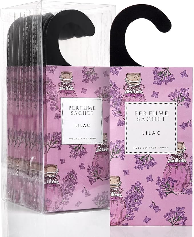 ROSE COTTAGE Large 12 Packs Lilac Hanging Closet Air Freshener Scented Sachets Long Lasting Smell Goods