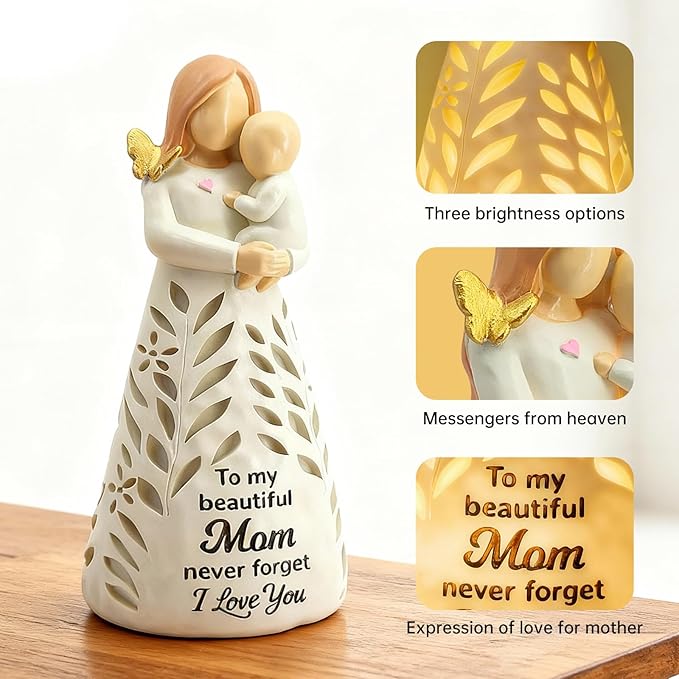 New Mom Gifts for Women, Mother and Baby Figurines Light with Remote - First Time Mom Gift Birthday Mothers Day for Mother from Son Daughter (No Batteries Included)