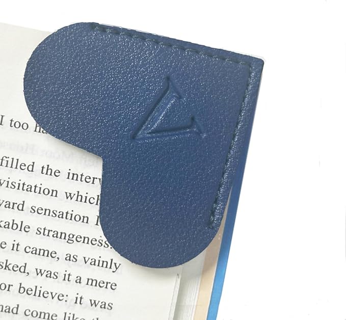 MOTEERLLU Personalized Leather Heart Bookmark with Initials, Cute Custom Corner Bookmarks for Reading Women, Men, Kids, Teachers, Book Lovers Gifts(Blue V)