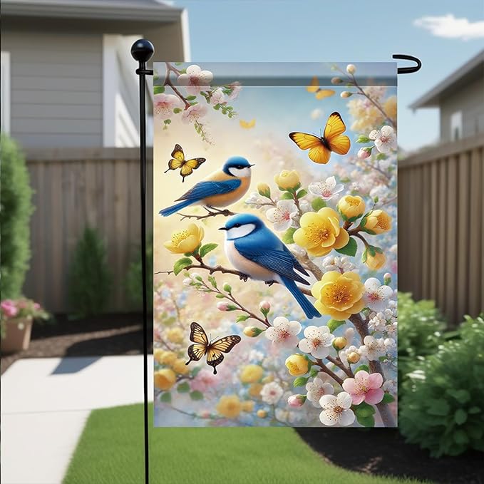Starlit Patio Floral Bluebird Garden Flag 12x18 Double Sided Weather Resistant for Outdoor Decor