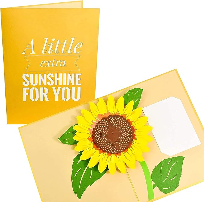 PopLife® Sunflower 3D Pop Up Mother's Day Card - Happy Golden Anniversary Card, Birthday, Thank You, Just Because, Sympathy, Get Well Soon - for Mom, for Daughter, for Wife, for Grandma