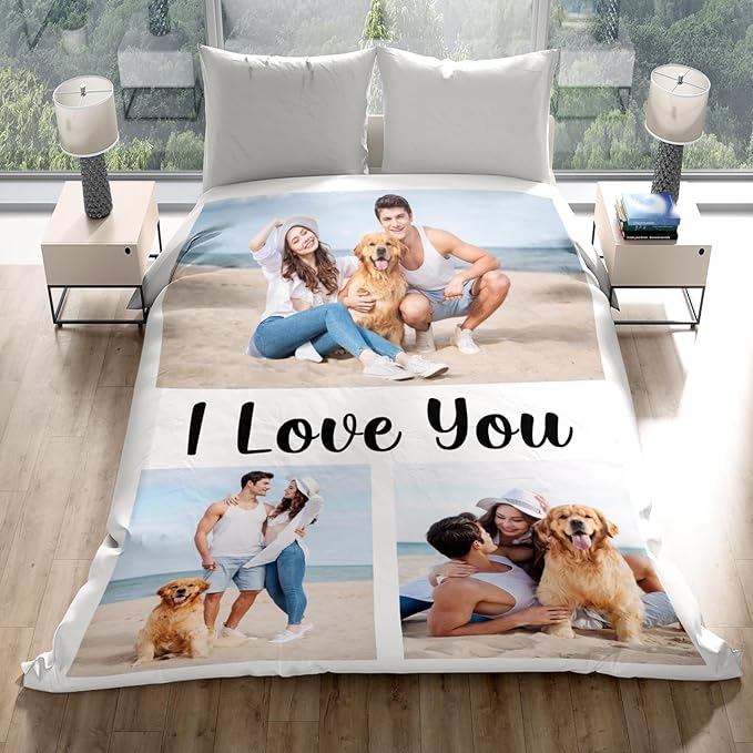 Personalized Photo Blankets, Customized Blankets with Pictures, Fleece Throw Blanket, 30x40 inches, Lightweight, Durable, Machine Wash, Unisex, Christmas Theme