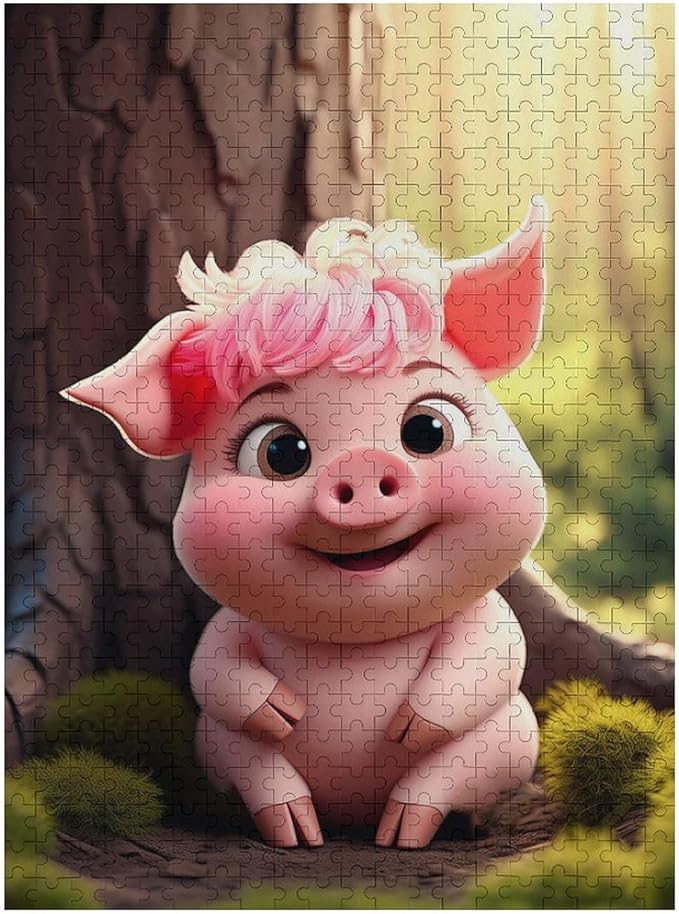 Wooden Jigsaw Puzzles - Cute Baby Pig - 500 Piece Jigsaw Puzzle for Adults Teenagers and Kids Educational Family Game，Home Decor，Suitable for Puzzle Enthusiasts and Collectors
