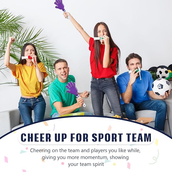 24 Pcs Hand Clappers 7.5 Inch Plastic Clappers Noisemakers Party Favors Clapping Noise Maker Birthdays Game Prizes Classroom Rewards Football Sporting Events Cheers Supplies (Purple,White)