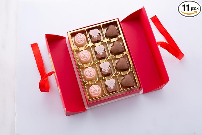 Carian’s Bistro Belgian Chocolate Gift Box of Love, Luxury Milk Chocolates with Strawberry and Hazelnut Cream, Great For Gift Giving, Christmas, Thanksgiving and Anniversary for Lovers, 12 pc.