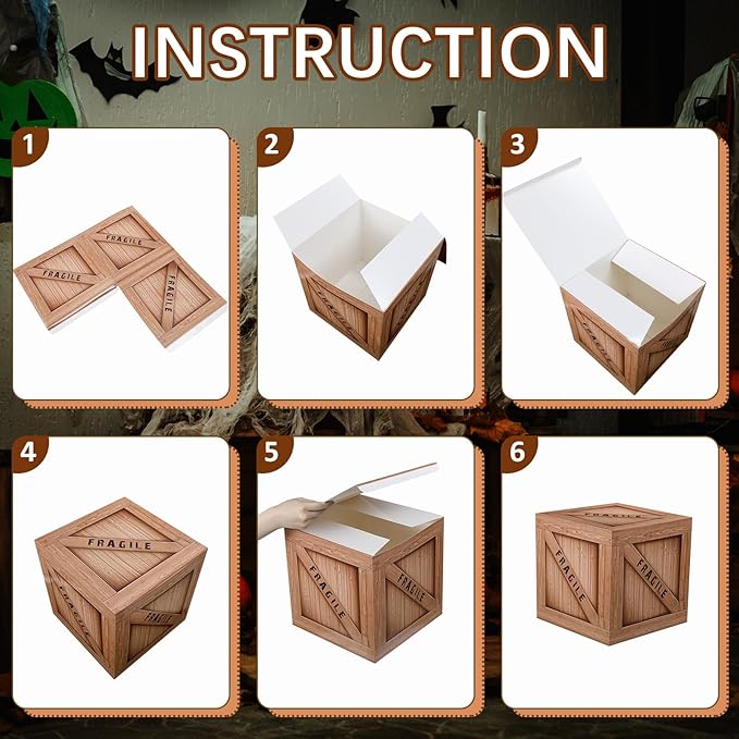 Humyoun 4 Pcs Jungle Themed Party Fake Wooden Crate Baby Shower Jungle-themed Party Decoration Safari Favor Boxes Paper Boxes Celebration for Wild West Celebrations Farmhouse Style Decor