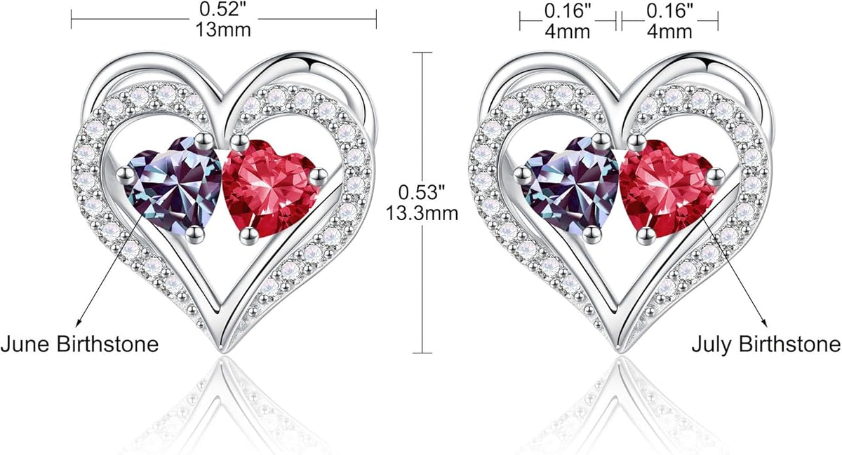Iefil Valentines Day Gifts for Her - 925 Sterling Silver Birthstone Earrings, Anniversary Birthday Gifts for Women Wife Girlfriend Mom