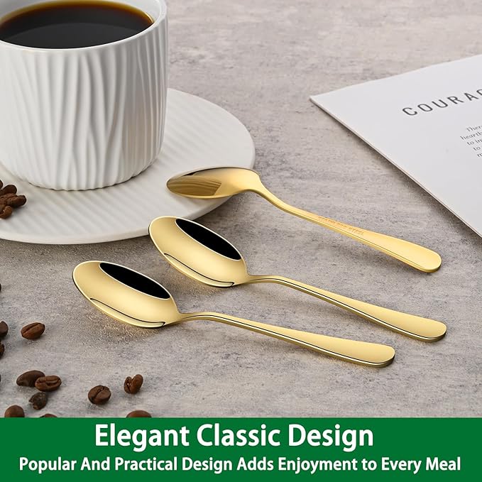 4.7 Inches Coffee Spoon,8-Piece Cute Gold Espresso Spoons,Mini Coffee Spoon,Mirror Polishing Stainless Steel Teaspoon,Tea Spoons For Home Cafe