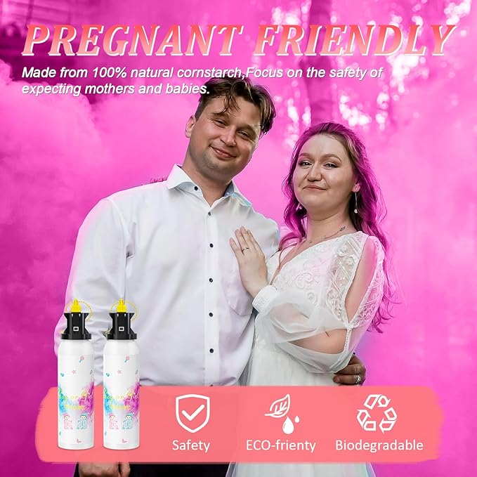 SRG Gender Reveal Fire Extinguisher Color Blaster | 2 Packs Baby Girl Pink Gender Reveal Extinguisher Smoke | Powder for Gender Reveal Decorations & Ideas（Pink）