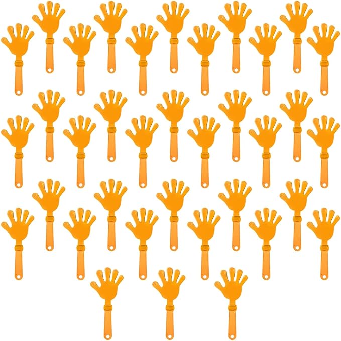 36 Pcs Orange Hand Clappers 7.5 Inch Clappers Noisemakers Noise Makers Party Favors Plastic Party Clapper for Sporting Events Cheers Ball Dance Basketball Football Noisemakers （Orange）