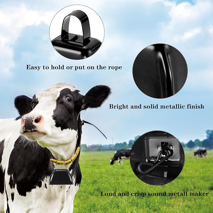 3Inch Cowbells for Sporting Events,12Pcs Metal Cow Bells Bulk Loud Noise Makers Cow Bell with Handle for Cheering Football Games Spirit Marathon Weddings Party Noisemakers, Black