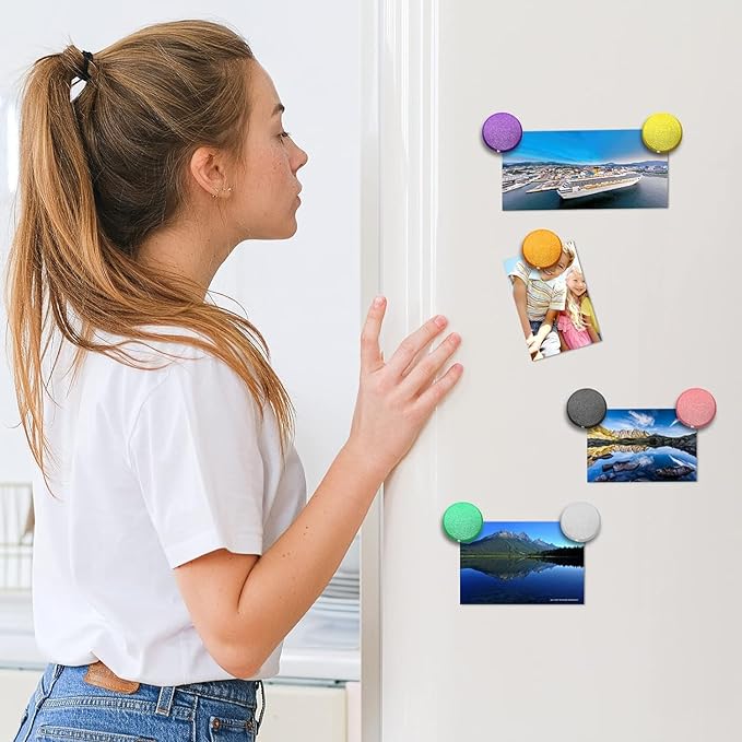Qualsen Fridge Magnets, 50pcs Refrigerator Magnets, Small Magnet for Whiteboard, Mini Cute Magnet for Fridge, Locker, White Board, Kitchen, Office, Classroom (White)