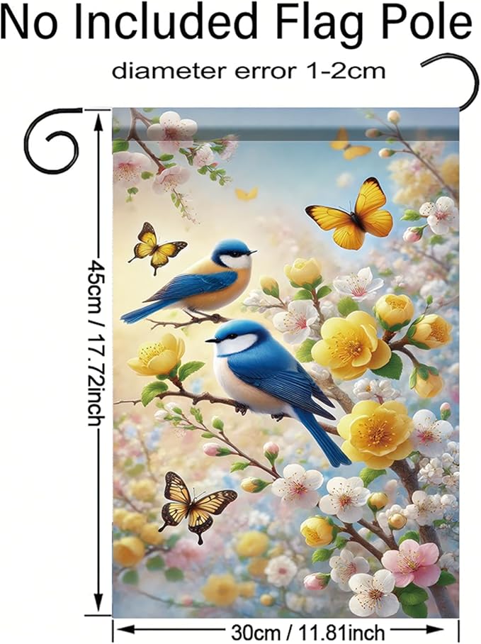 Starlit Patio Floral Bluebird Garden Flag 12x18 Double Sided Weather Resistant for Outdoor Decor
