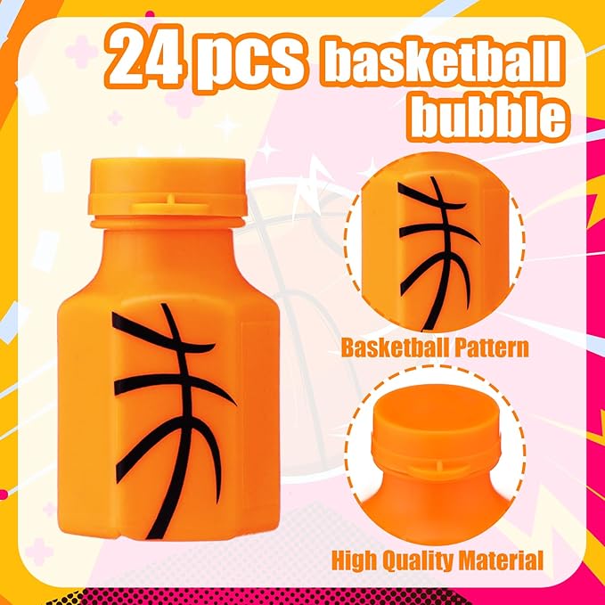 24 Pack Bulk Basketball Bubble Wands Basketball Party Favors Sports Ball Theme Birthday Party Supplies Goodie Bag Stuffers Supplies Decorations