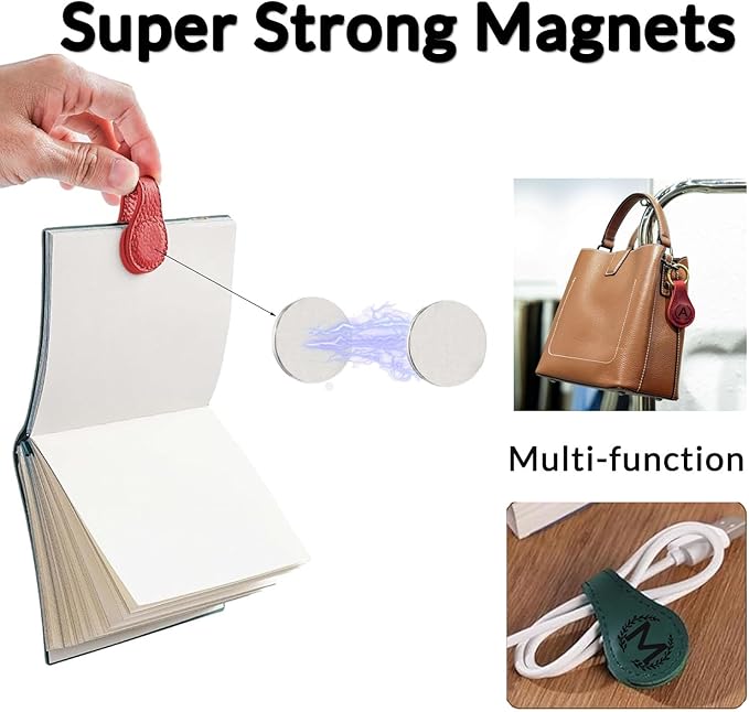 Magnetic Leather Bookmark with 26 Initial for Reading Women,Personalized Magnet Book Marks Gifts for Men,Book Lovers (Dark Brown, X)