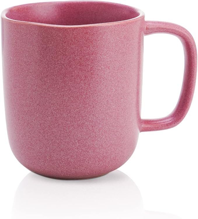Stone Lain Stoneware Dish Set, 4 Mugs, Tom - Pink White