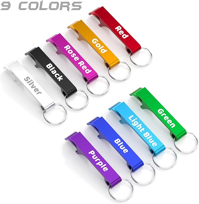 100 Pcs Personalized Bottle Opener Keychain, Engrave Your Own Logo Text Custom Aluminum Beer Bottle Opener Can Opener for Wedding Favors, Bar, Graduation, Birthday Party, Anniversaries (100 Pcs)
