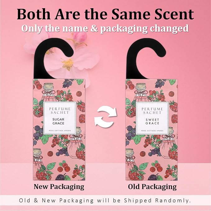 ROSE COTTAGE Large 12 Packs Sugar Grace Hanging Closet Deodorizer Air Freshener Long Lasting Scented Sachets Smell Goods for House