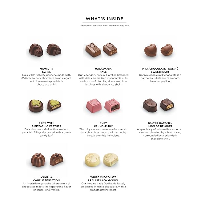 Godiva Gold Assorted Chocolate Gift Box, Belgian Dark and Milk Chocolates with Pralinés, Ganaches & Caramels, Gourmet Gift for Birthdays, Holidays, Kosher, 8 Pc