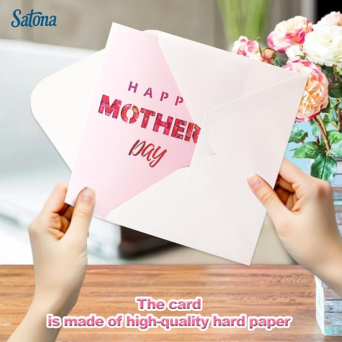 SATONA 3D Mother Pop-Up Greeting Card, Elegant Floral Scene, Includes Envelope & Message Card, Perfect for Mothers, Wives, Grandmas, or a Special Occasion (Happy Mother’s Day)