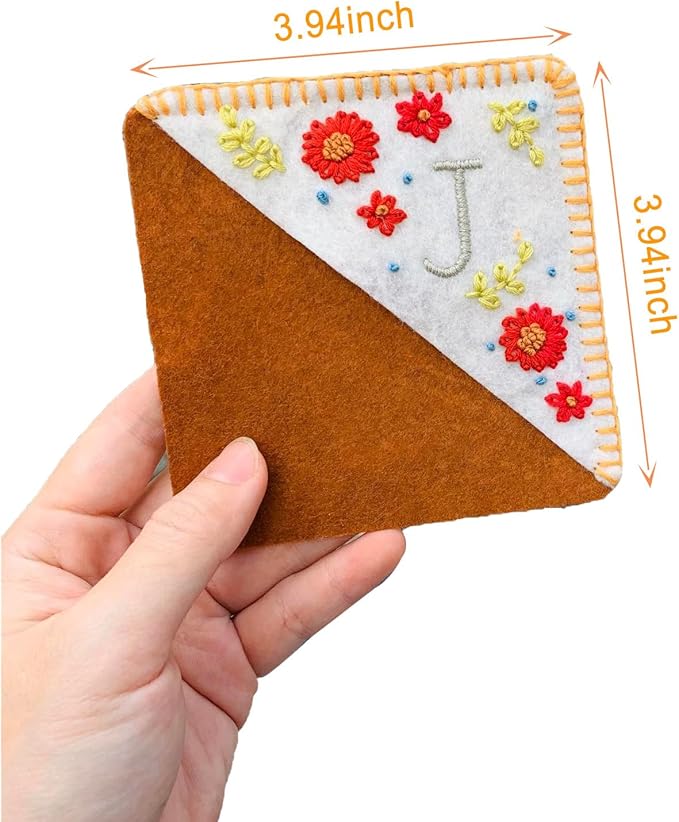 Personalized Hand Embroidered Corner Bookmark for Women, Cute Flower Book Mark, Hand Stitch Gift for Book Lovers (U, White)