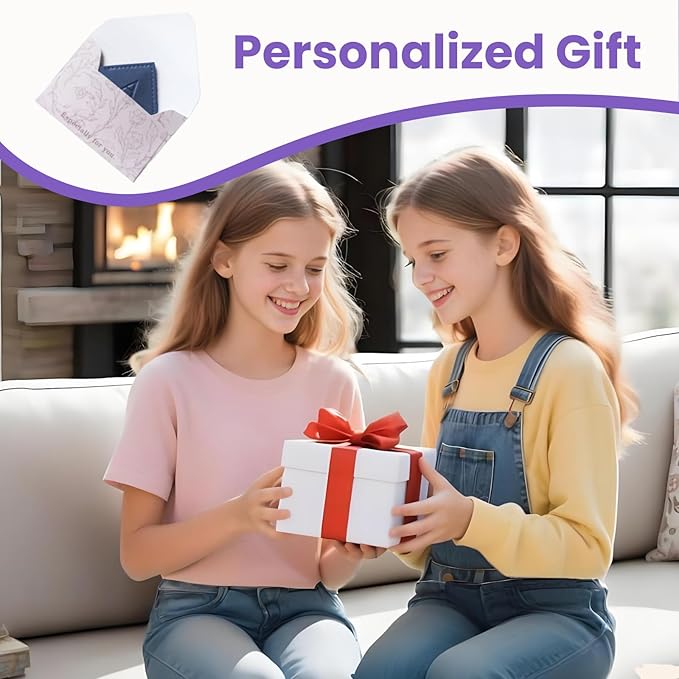 MOTEERLLU Personalized Leather Heart Bookmark with Initials, Cute Custom Corner Bookmarks for Reading Women, Men, Kids, Teachers, Book Lovers Gifts(Blue S)