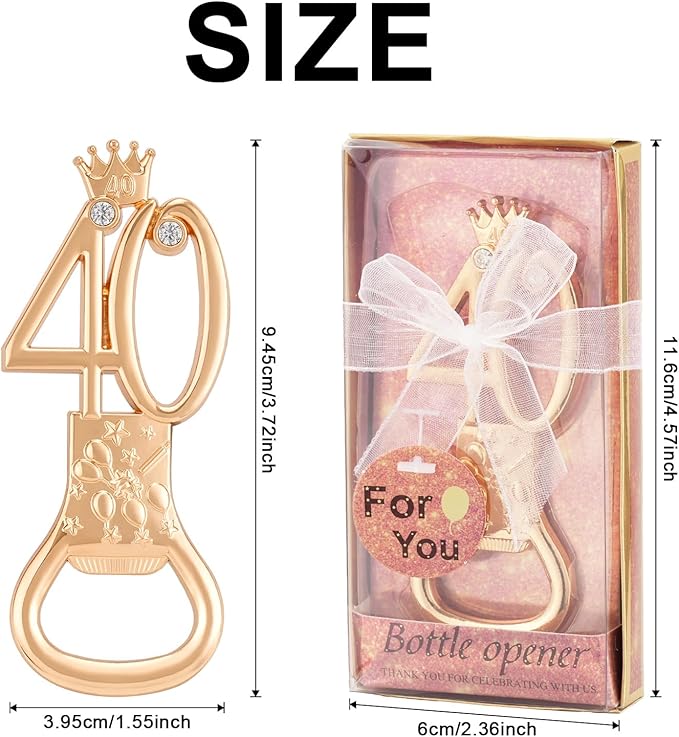 24 Packs 40th Bottle Opener, Gifts for 40th Birthday Party Favors, Wedding Anniversary Party Return, Gifts or Souvenirs for Guests, Theme Party Decorations