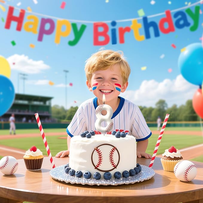 Baseball Number 17 Birthday Candles, Baseball Themed Cake Topper for Boys Girls, Cake Decorations for Birthdays, Sports Theme Party Supplies, Candles for Party Decorations