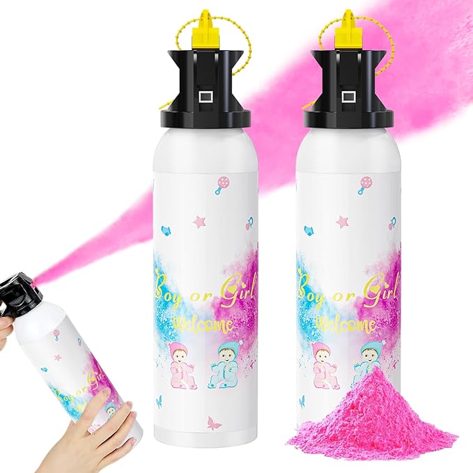 SRG Gender Reveal Fire Extinguisher Color Blaster | 2 Packs Baby Girl Pink Gender Reveal Extinguisher Smoke | Powder for Gender Reveal Decorations & Ideas（Pink）