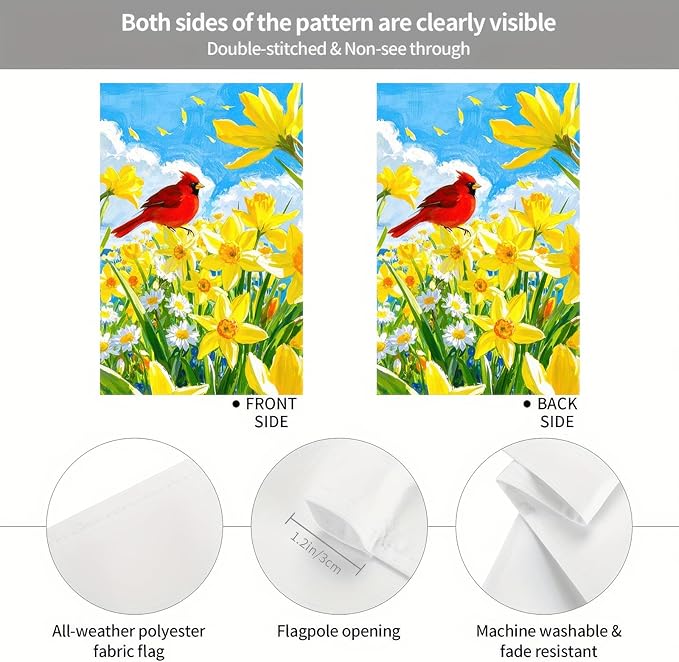 BlissYard Welcome Spring Garden Flag 12x18 Double Sided Cardinal Hummingbird Seasonal Small Flags For Outside Outdoor Decor Yard Farmhouse Holiday Spring Summer Decorations Yard Flags
