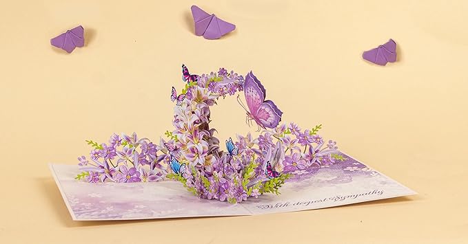Moon Butterflies Pop Up Sympathy Cards with Envelopes, Sorry for Your Loss Card, Religious Pop Up Sympathy for Loss of Loved one, Mother, Father, Husband (PQ Moon Butterflies)