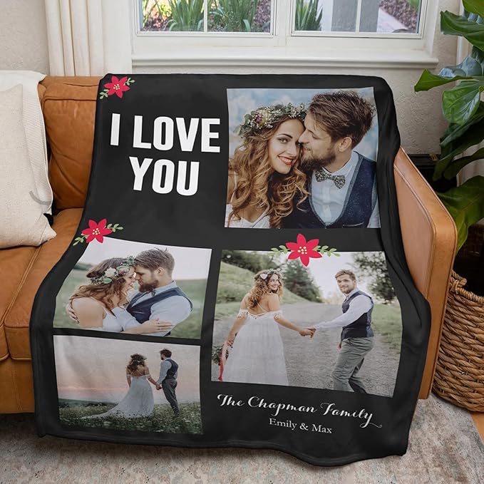 Custom Blankets with Photos, Personalized Photo Blankets Using My Own Photos, Customized Blanket with Pictures, Personalized Gifts for Women Men Baby Child