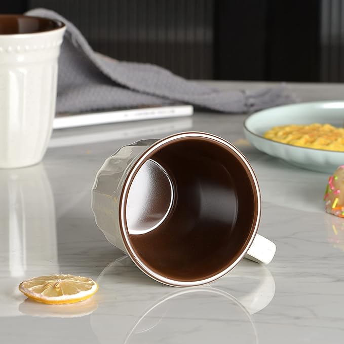 Melamine Coffee Cups of 6, 12oz Camping Mug with Handle, Lightweight and Unbreakable Cups kind to kids, Reusable Mugs Set for Tea, Dishwasher Safe, Ideal for Party RV Gift(Off White)