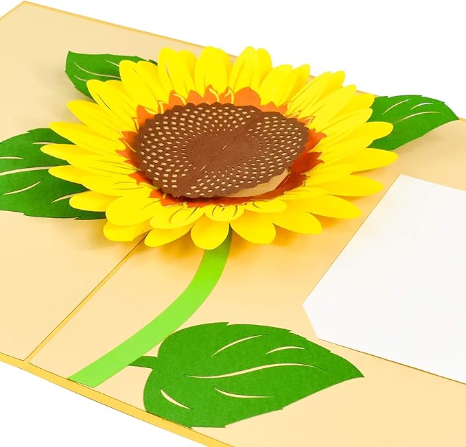 PopLife® Sunflower 3D Pop Up Mother's Day Card - Happy Golden Anniversary Card, Birthday, Thank You, Just Because, Sympathy, Get Well Soon - for Mom, for Daughter, for Wife, for Grandma