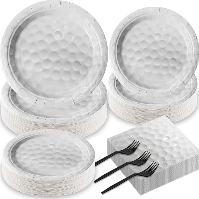 Qyeahkj 50 Guests Golf Party Plates Napkins Supplies Golf Birthday Decorations Disposable Paper Dinnerware Tableware Set Sport Ball Party Decoration Favors For Kids, 200 Pieces