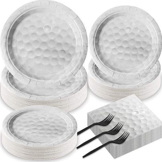 Qyeahkj 50 Guests Golf Party Plates Napkins Supplies Golf Birthday Decorations Disposable Paper Dinnerware Tableware Set Sport Ball Party Decoration Favors For Kids, 200 Pieces