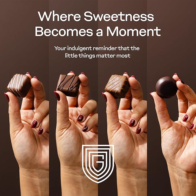Gildory Gourmet Chocolate Gift Box | Assorted Chocolate Box with Strawberry, Caramel, Hazelnut & Fudge Flavors | Premium Candy Gift Set for Holiday, Valenetinse Day.