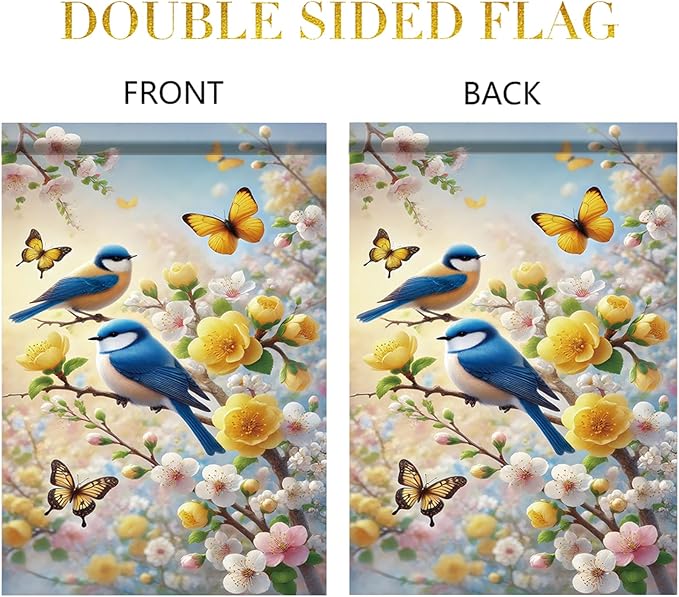 Starlit Patio Floral Bluebird Garden Flag 12x18 Double Sided Weather Resistant for Outdoor Decor